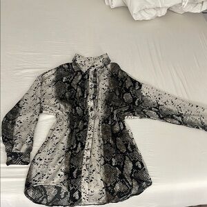 Zara Black and White Snake Print Blouse
